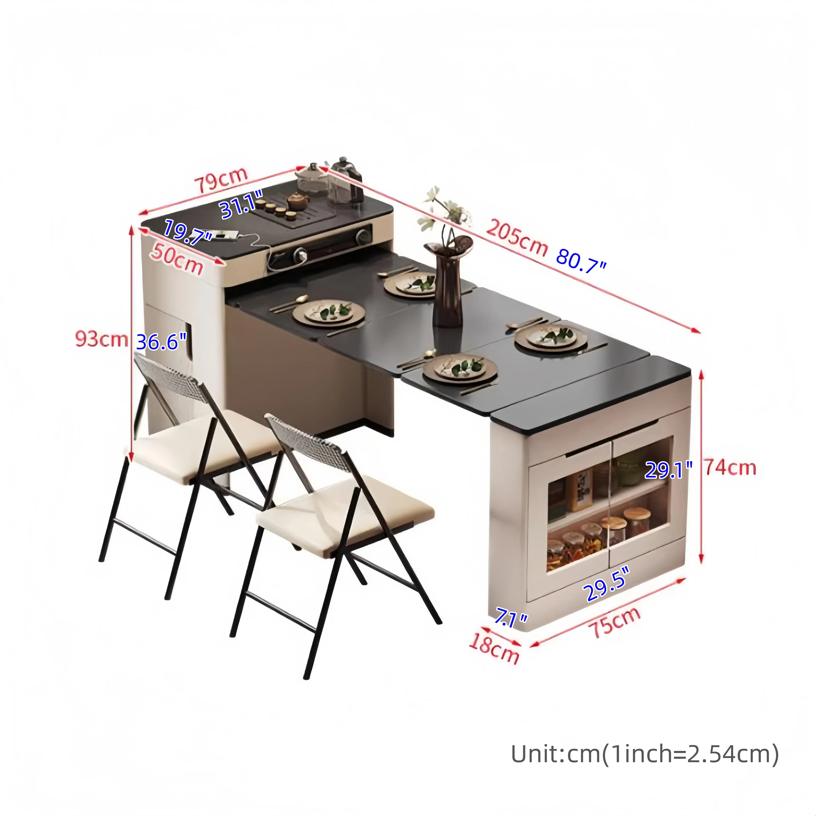 Kitchen Island Cabinet with Extendable Table