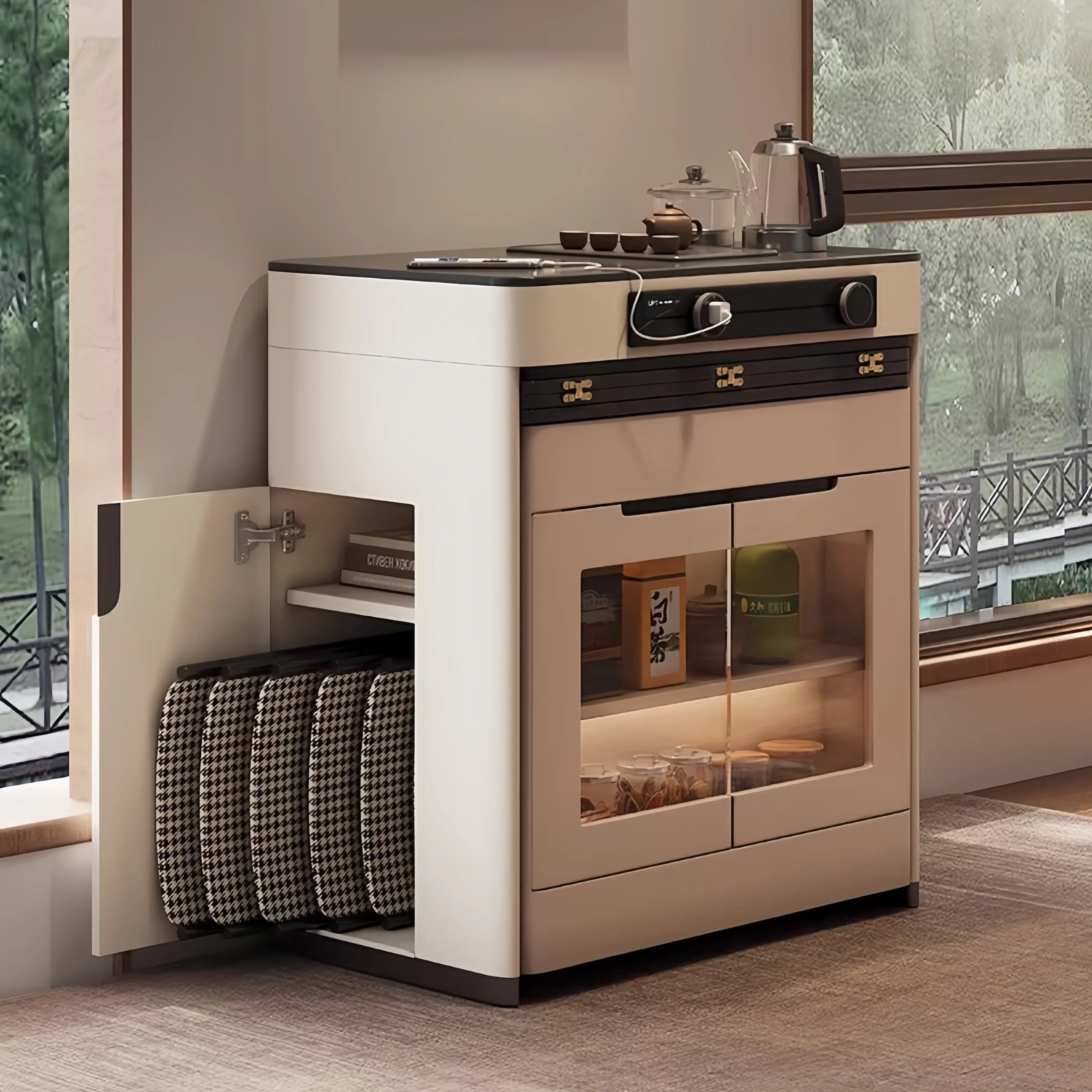 Kitchen Island Cabinet with Extendable Table
