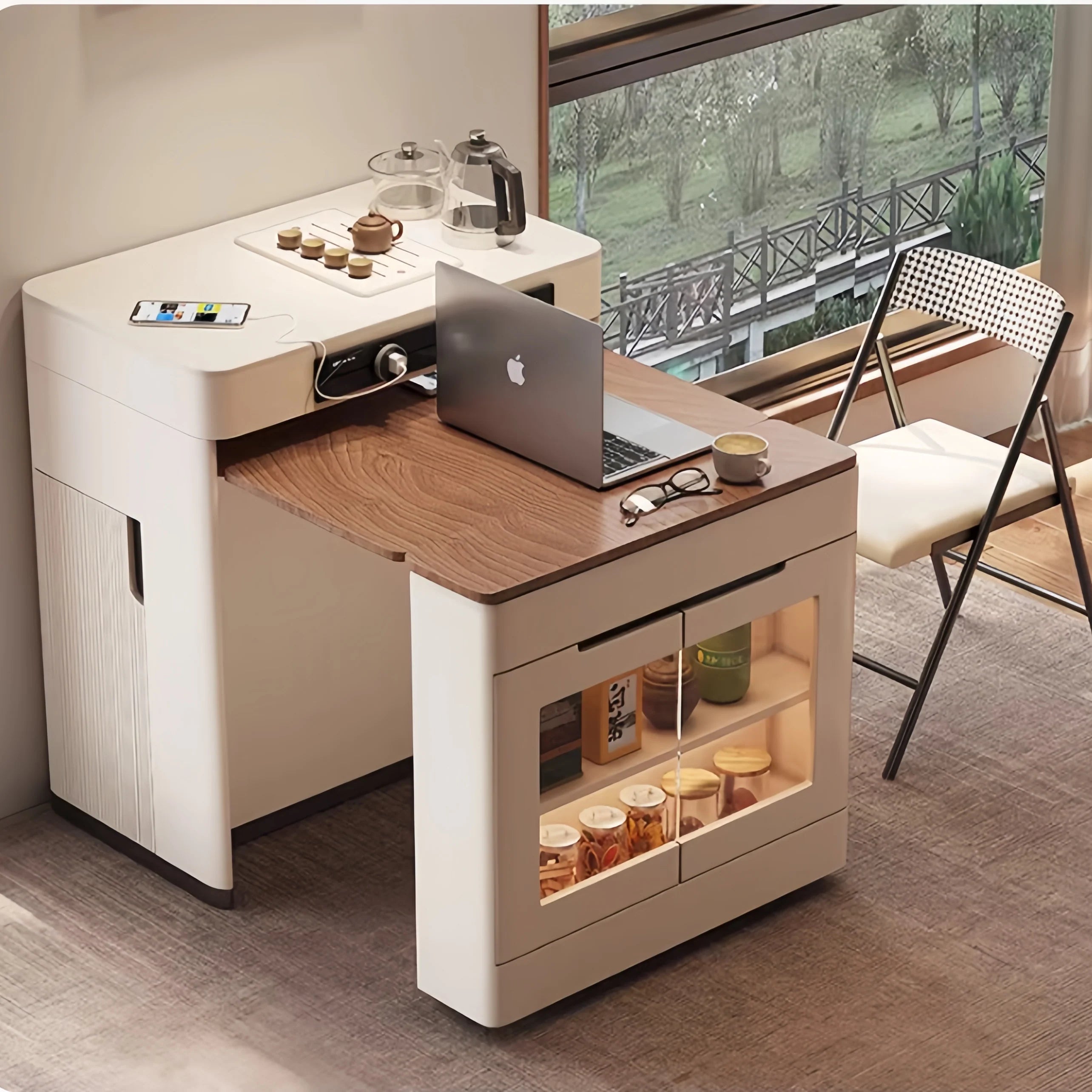 Kitchen Island Cabinet with Extendable Table
