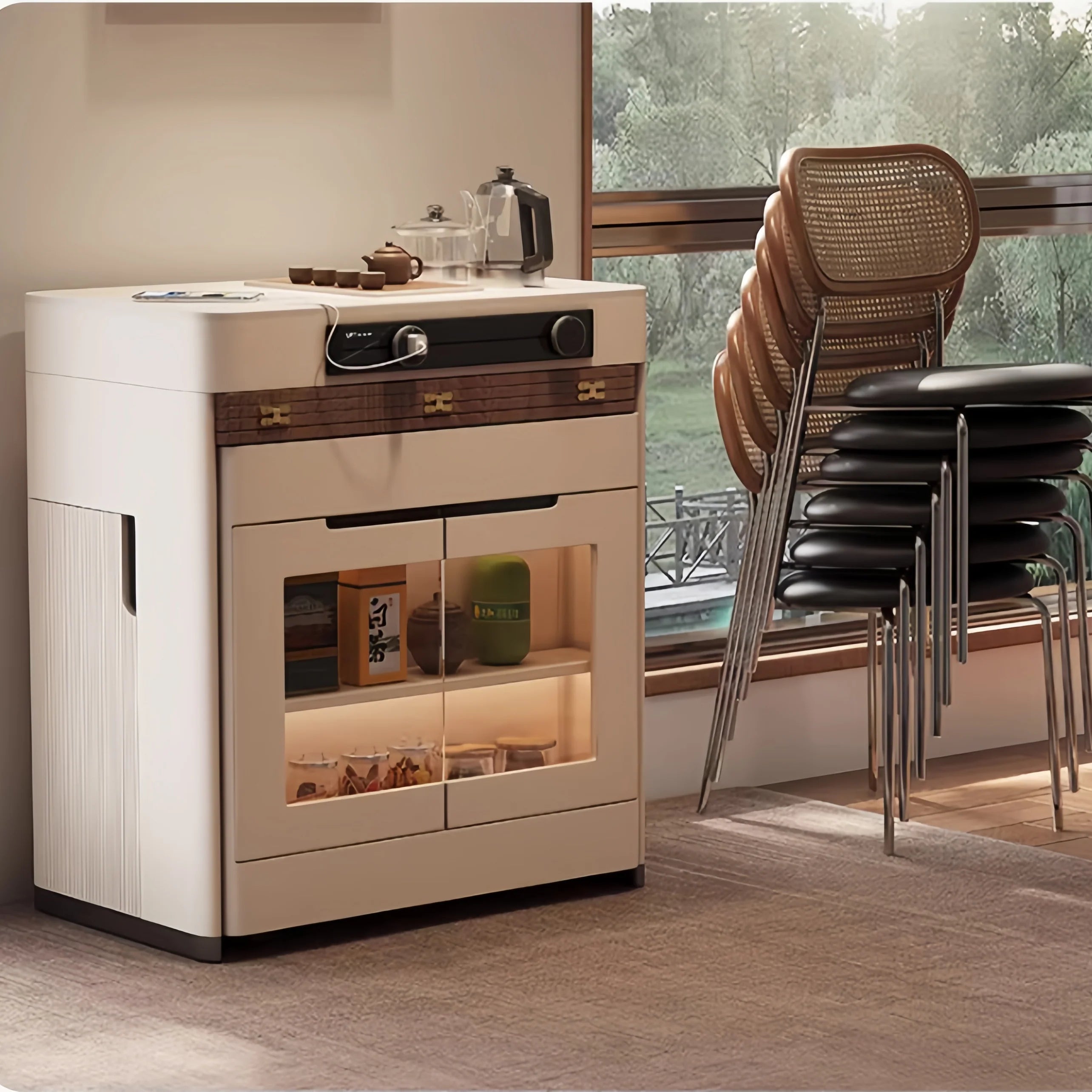 Kitchen Island Cabinet with Extendable Table