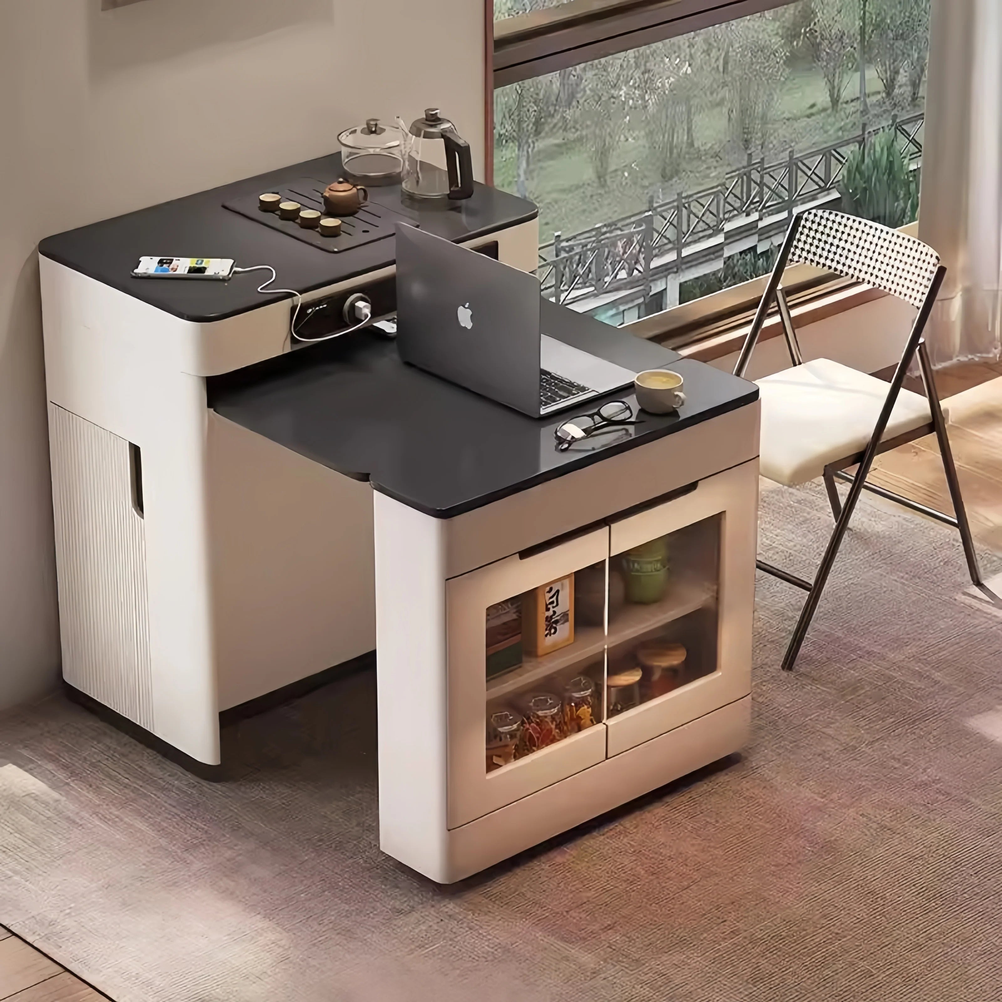 Kitchen Island Cabinet with Extendable Table