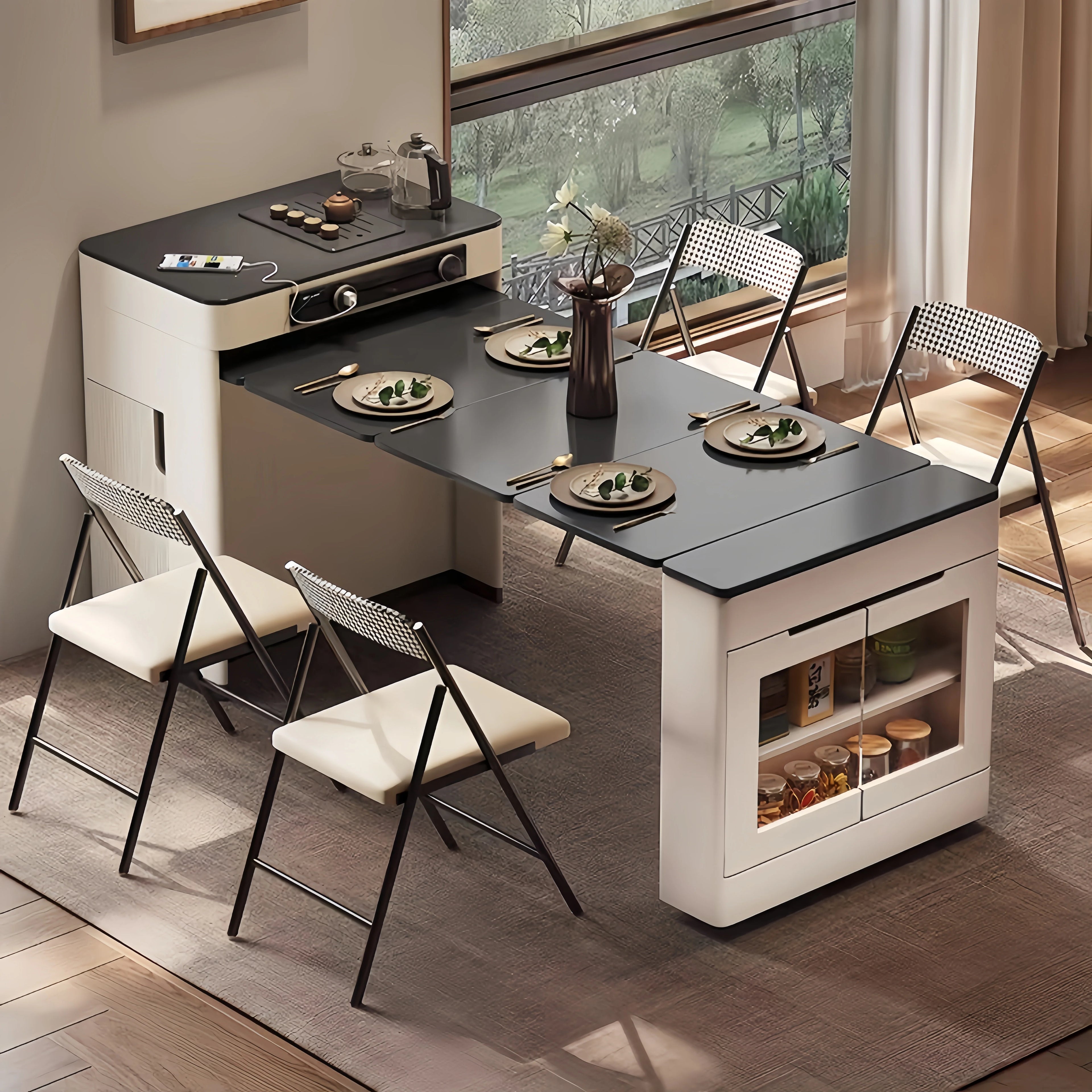Kitchen Island Cabinet with Extendable Table