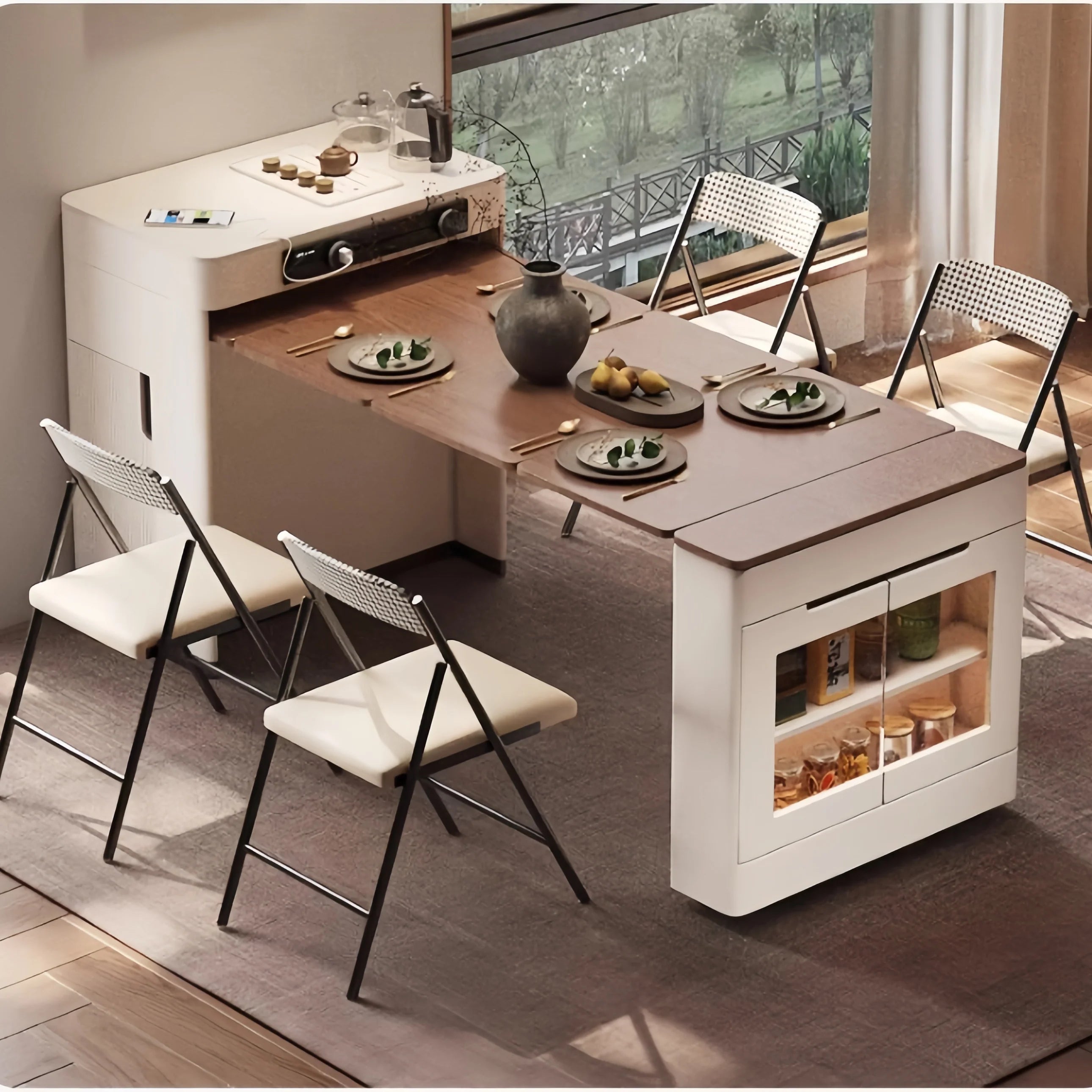 Kitchen Island Cabinet with Extendable Table