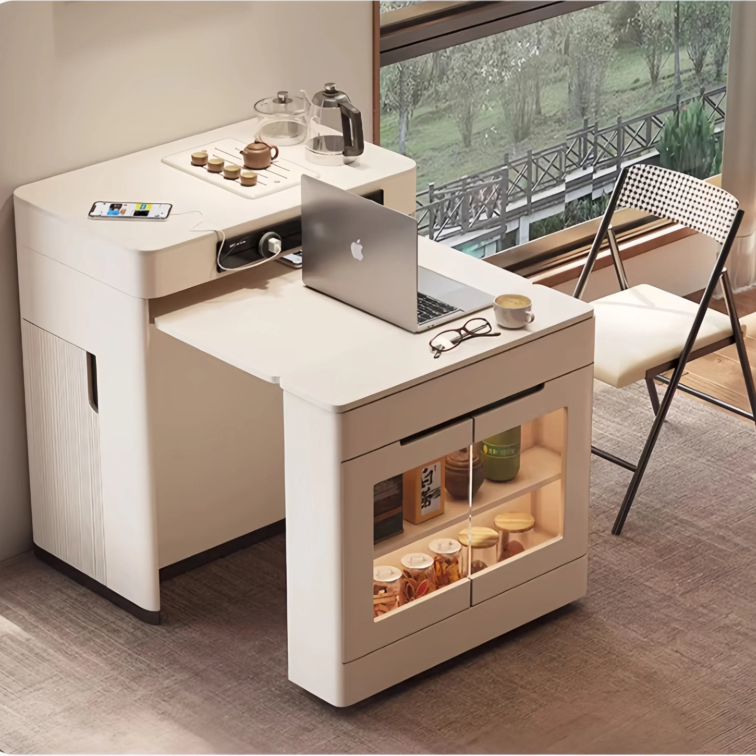 Kitchen Island Cabinet with Extendable Table